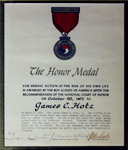 The Honor Medal presented to Jimmy Hotz